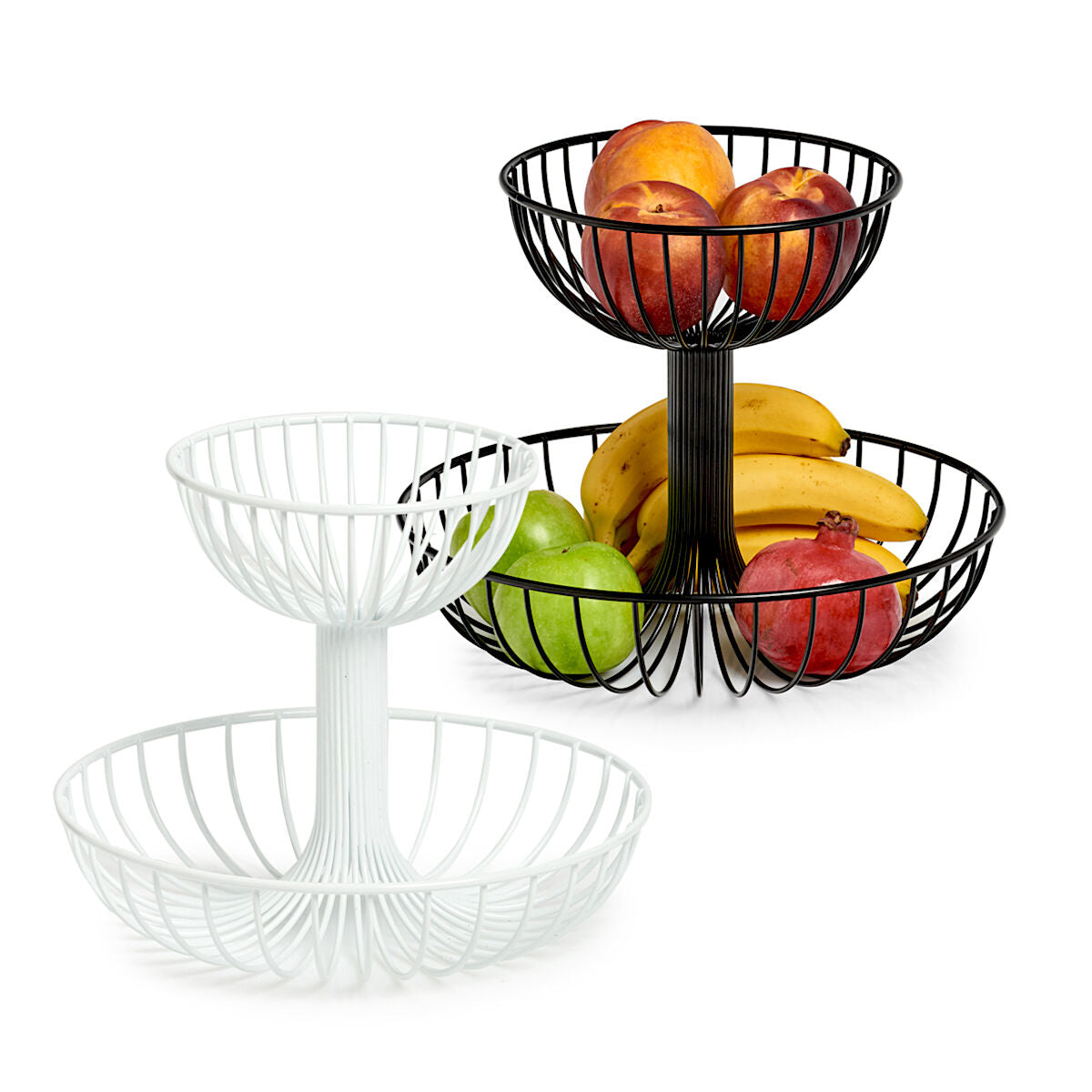 ZELLER Obst-Etagere 27415 mit zwei Ebenen, Metall, schwarz, ca. Ø 32 x 25,8 cm