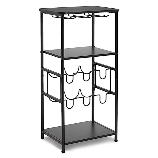 ZELLER Weinregal 27458 mit Weinglashaltern, Metall/Holz, schwarz ca. 40 × 30 × 80,5 cm