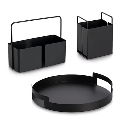 ZELLER 27462 Utensilienhalter aus Metall, schwarz ca. 14 x 10,5 x 19 cm