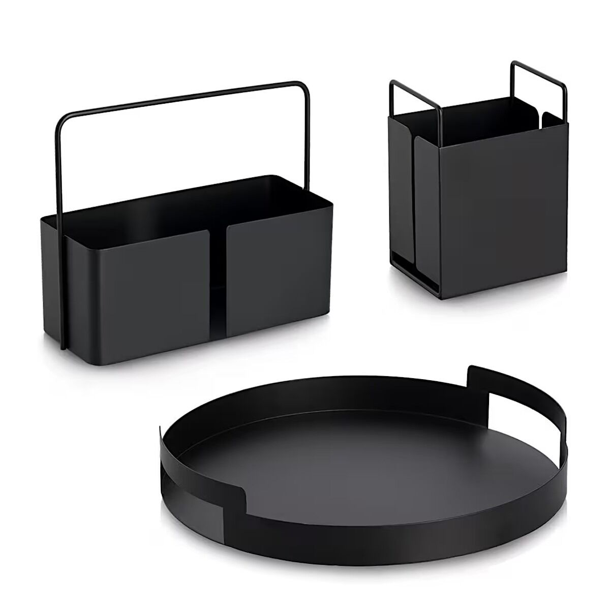 ZELLER 27460 Serviertablett aus Metall, schwarz ca. Ø 33 x 5,5 cm