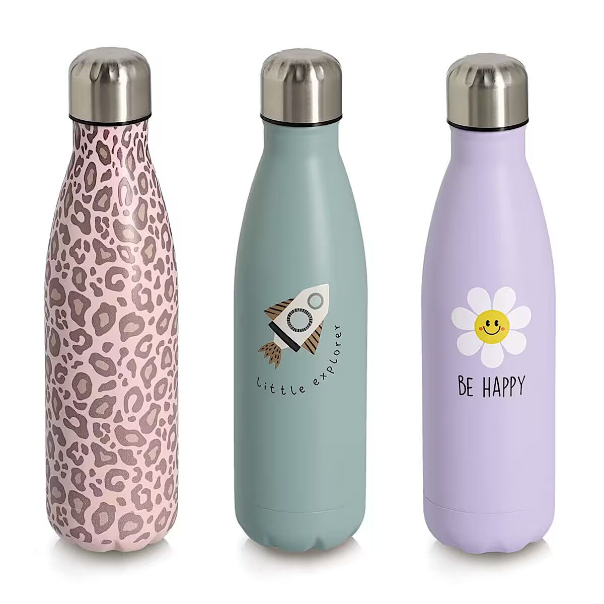 ZELLER 27467 Trinkflasche 500 ml LEO aus Edelstahl, rosé/beige, ca. Ø 7 x 26 cm