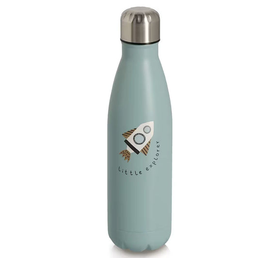 ZELLER 27465 Trinkflasche 500 ml ROCKET aus Edelstahl, petrol, ca. Ø 7 x 26 cm
