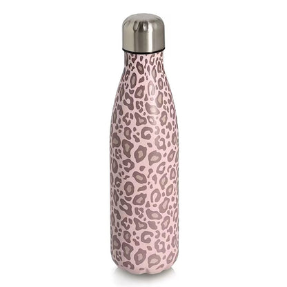 ZELLER 27467 Trinkflasche 500 ml LEO aus Edelstahl, rosé/beige, ca. Ø 7 x 26 cm
