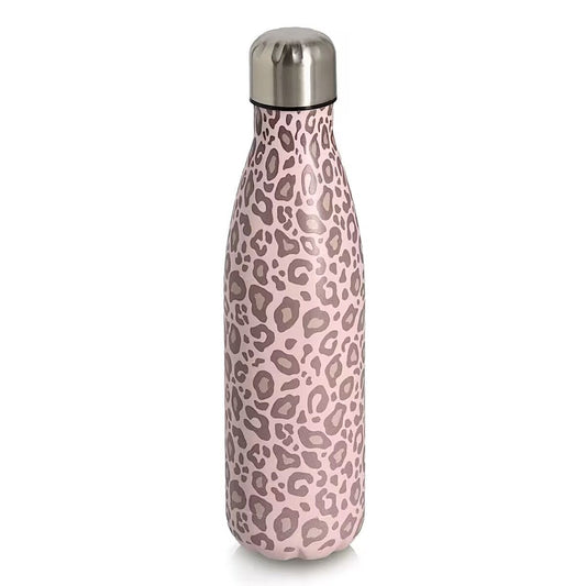 ZELLER 27467 Trinkflasche 500 ml LEO aus Edelstahl, rosé/beige, ca. Ø 7 x 26 cm