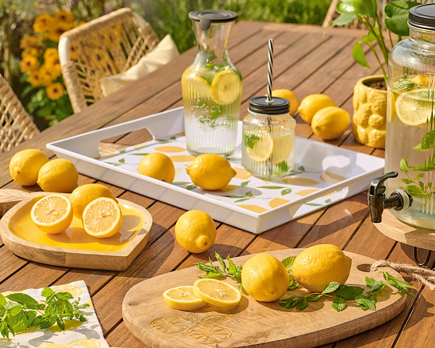 ZELLER 26472 Melamintablett LEMONS mit Tragegriffen, ca. 50 x 35 x 5 cm